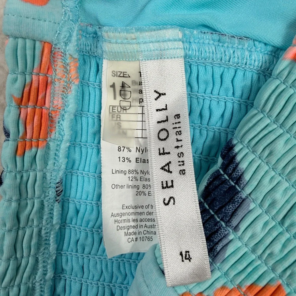 Seafolly Australia 12 bottom / 14 DD top Floral Tankini Set Blue Pink Orange